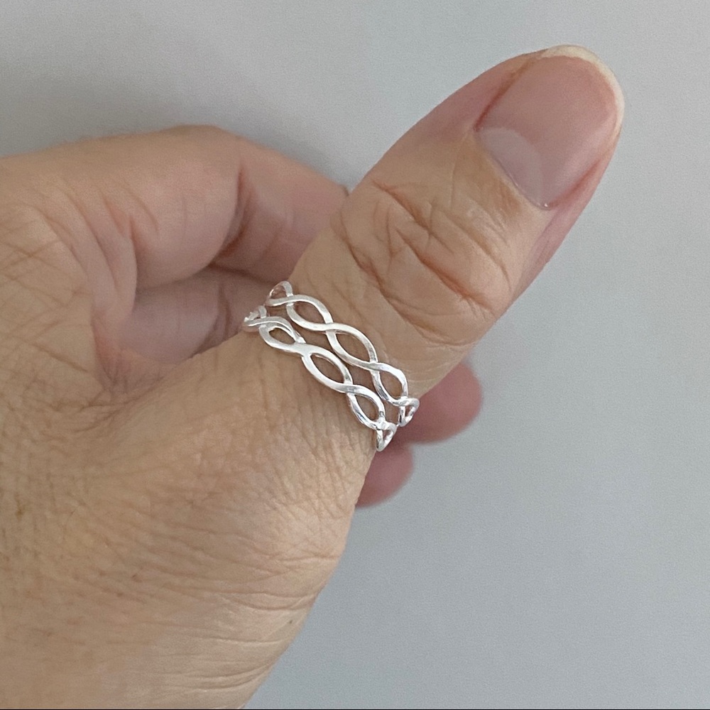Sterling Silver One Thin Braid Ring, Silver Ring - image 1